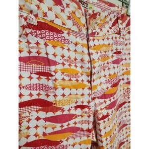 Y2K Moto Blues Womens Size 10 Pink Orange Capris Retro Fish Geometric Preppy
